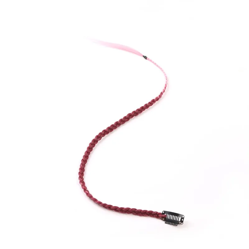 Synthetic 5 Pcs/Lot Clip-in Extensions For Women Rainbow 22 Inch Braid Hair Extension With Clip Ombre Hairpiece