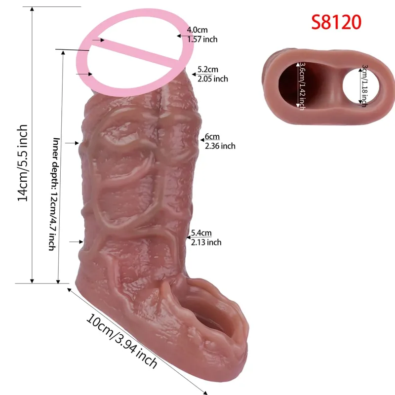 Close Head Realistische Penishülle Sexspielzeug für Männer Verzögerung der Ejakulation Dick Extender für Paare Sex Vergnügen Sexshop — image 16