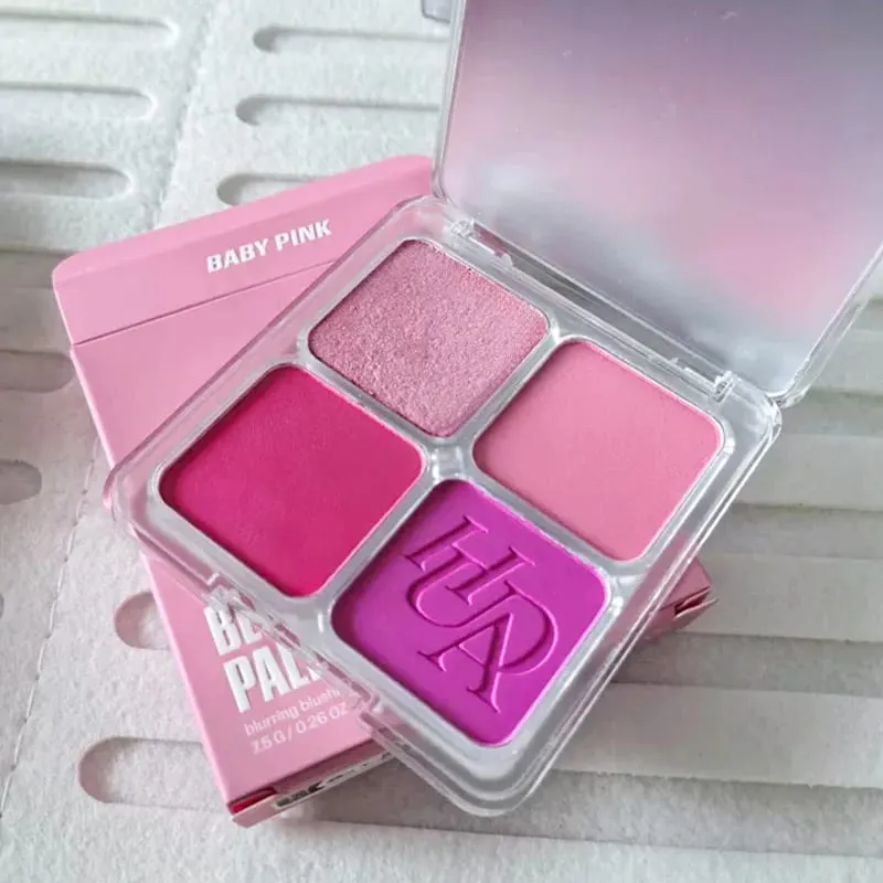 Fine Fitting 4-color Powder Powder Blusher Light Natural Dumb Shiny Durable Waterproof Sweat Resistant Blush Lip Gloss Makeup