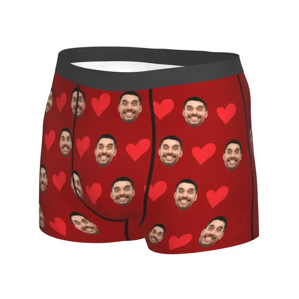 Personalized Face Photo Underwear Custom Heart Boxer Briefs Men Briefs Gift For Husband Anniversary Gift for Dad