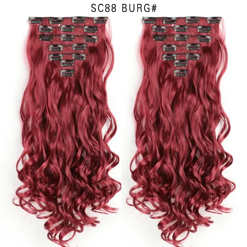 24Inch Synthetic Long Straight Hair Extensions 7pcs/Set 16 Clips in High Tempreture Fiber Synthetic Red Black Brown Hair Piece — image 83