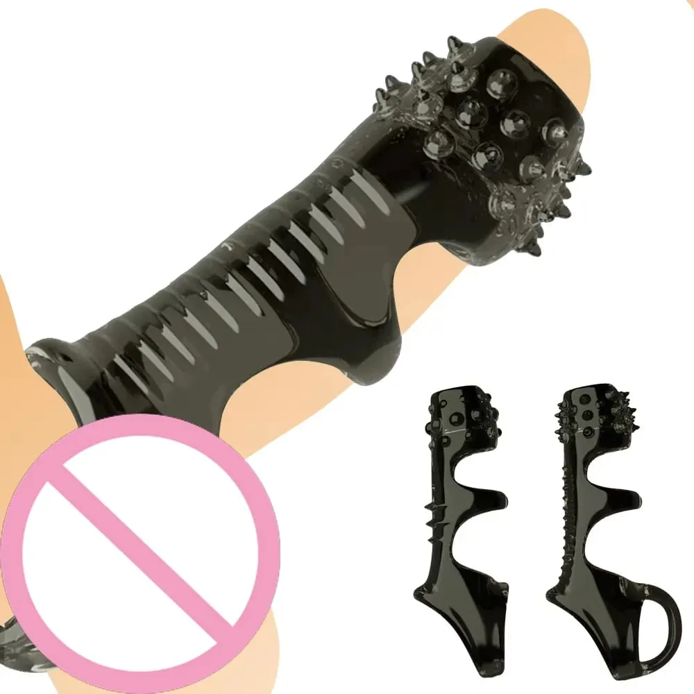 Penis Rings For Men Sleeve Reusable Condoms Dick Sleeve Silicone Penis Extender Glans Cover Enlargement Cock Ring Sex Toys — image 1