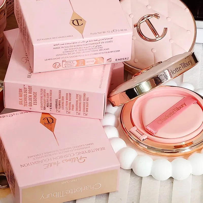Charlotte Micro Light Powder Air Cushion Small Gold Plate Setting Powder 2 Color Powder Blusher Essence Oil Tilbury Cosmetics — image 1