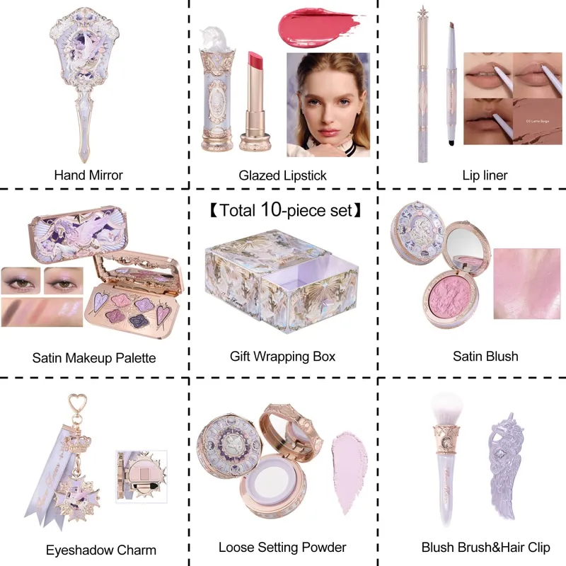 Flower Knows Knight Unicorn Makeup Gift Set Lipstick Blush Setting Powder Starlight Beauty Box Fairy Princess Luxury Cosmetics — image 7