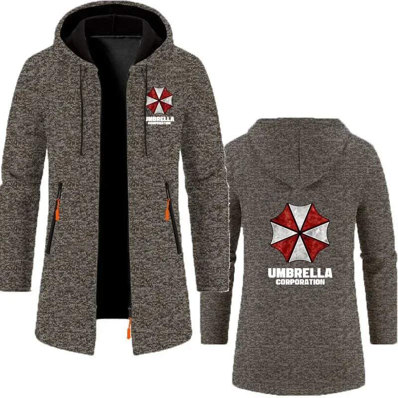Umbrella company Men's long Hoodies Spring And Autumn Solid Color Zipper Pullover Comfort Harajuku Top Sweatshirts