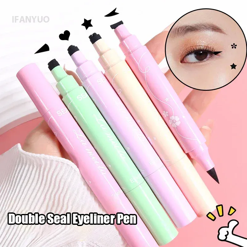 Moon Flower Star Eyeliner Stamp Pen 2IN1 Black Liquid Eye Liner Pencil Love Heart Triangle Waterproof Quick Dry Makeup Cosmetic