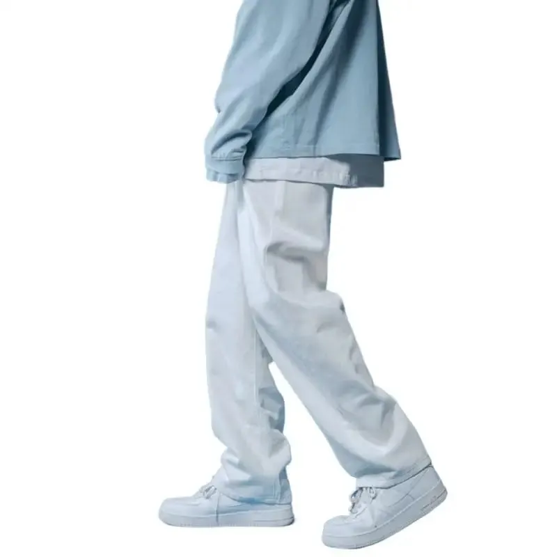 Straight Jeans Men White Loose Unisex Denim Trousers Trend Neutral Jeans Men Baggy Casual Solid Man Women Pants Hip Hop Jeans — image 5