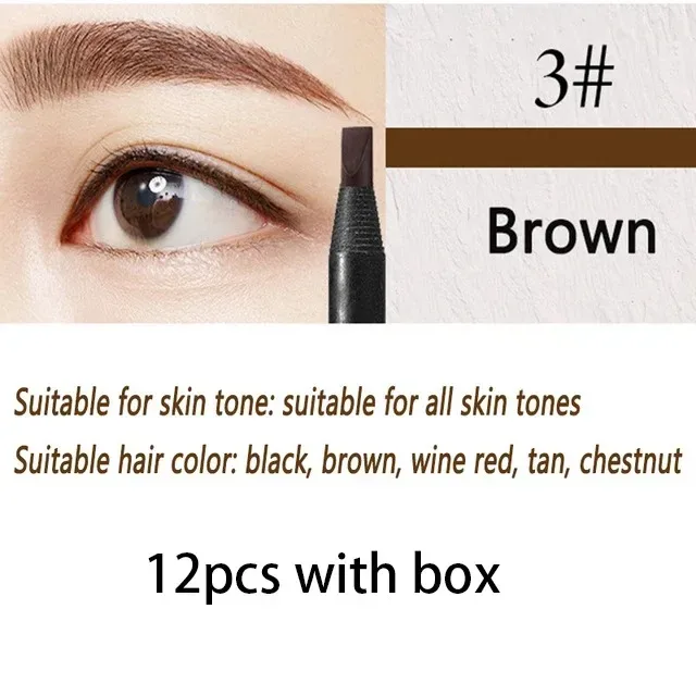 6/12PCS Eyebrow Pencil Hard Core Wholesale Makeup Pull Line Haozhuang Brand Permanent Peel off White Black Waterproof Natural — image 12