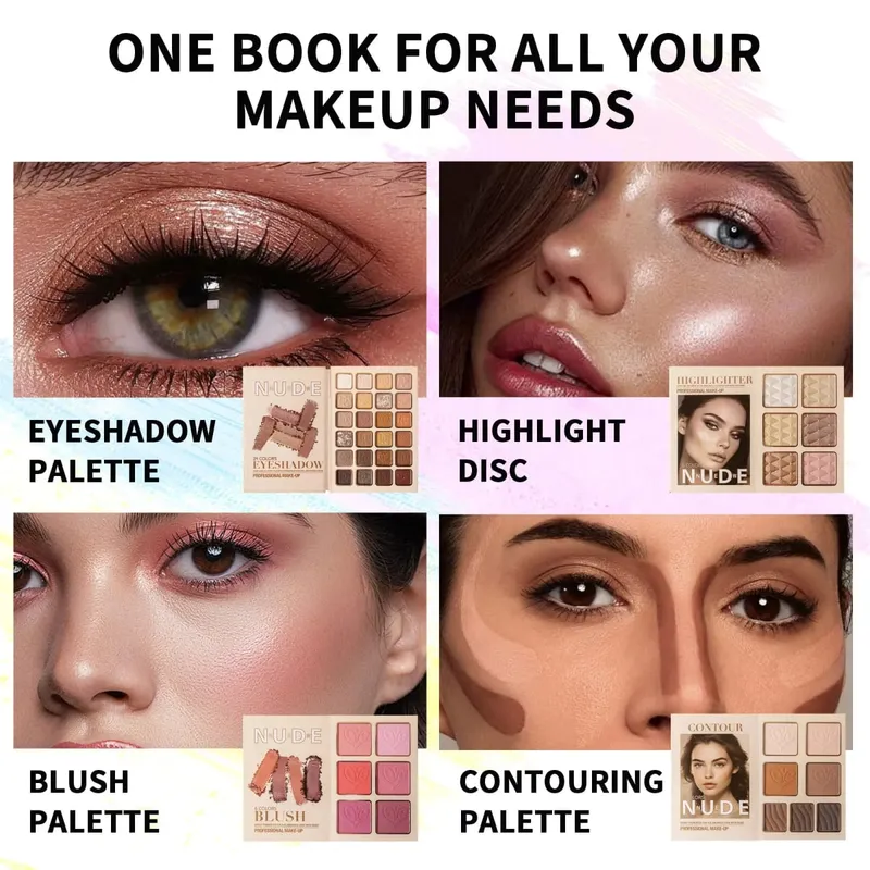 Multi‑Page All‑In‑One Nude Makeup Book Kit Eyeshadow Blush Highlighter & Contour Powder Palette — image 6