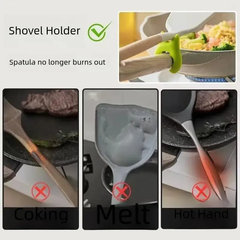1PC Silicone Spatula Holder Portable Antioverflow Pot Lid Clip Anti-scalding Spoon Holder Kitchen Universal Spatula Bracket Clip — image 3