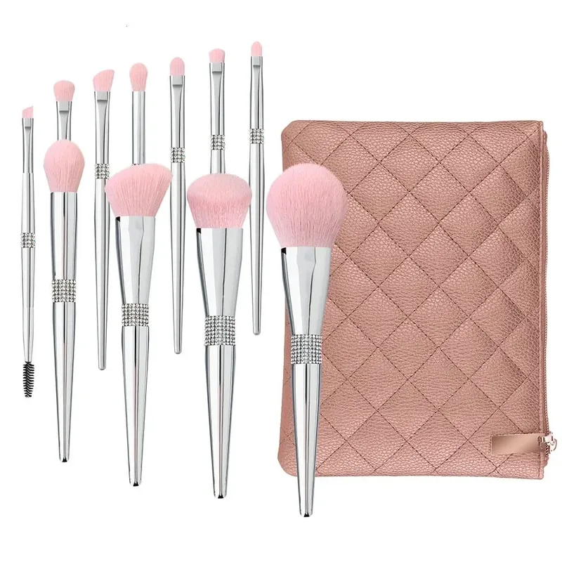 10pcs Diamond Makeup Brushes Set Cosmetics Blending Tool Powder Foundation Blush Highlight Eyeshadow Eyebrow Eyelash Brush — image 11