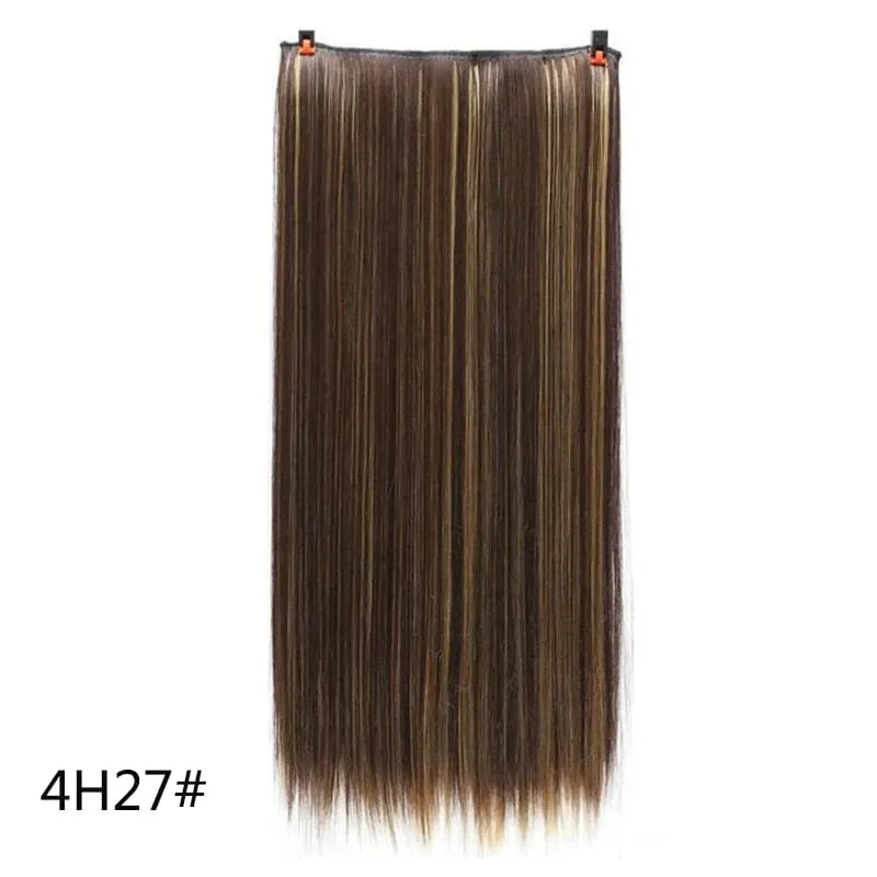 Synthetic 5-Clip One Piece Invisible Hair Extensions Long Straight 24Inch Heat Resistant Hairpiece for Women — image 20
