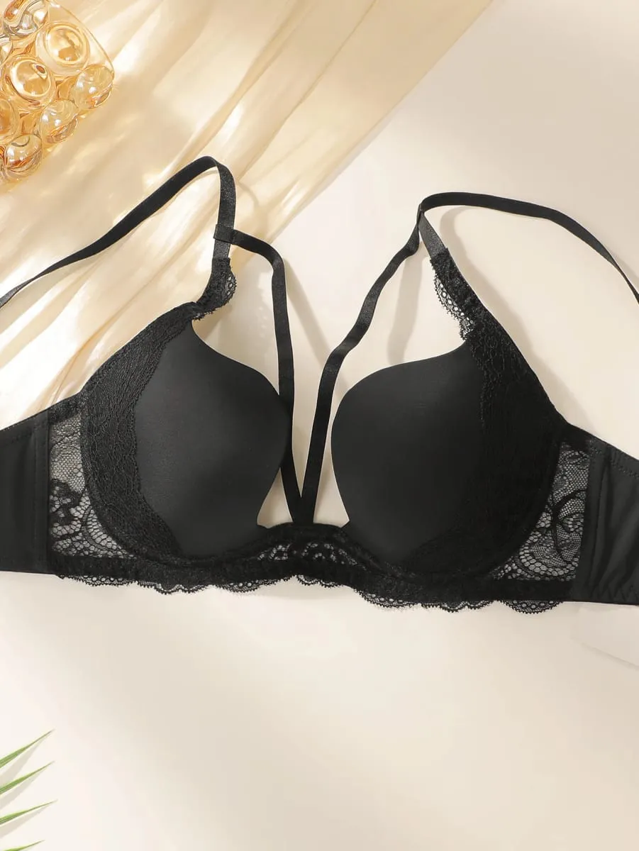 Women's sexy solid color lingerie set with steel rims gathered push up straps adjustable daily comfort bra set A2755 — image 3