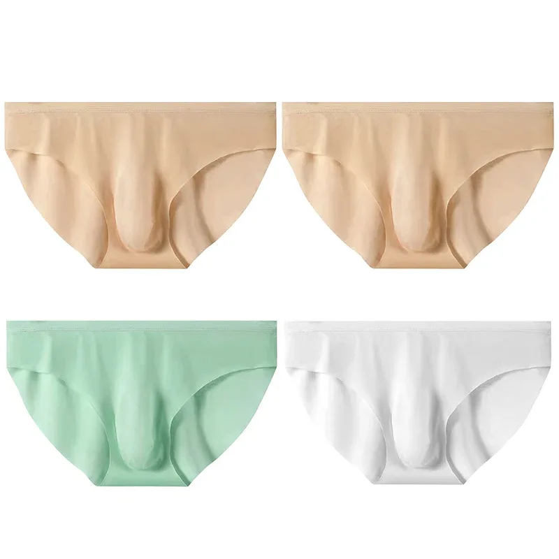 Slips d'été en soie glacée pour hommes, 4 pièces, transparents, sans couture, Sexy, séchage rapide, sous-vêtements respirants, culottes Ultra-fines — image 22