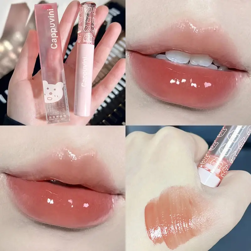 1PC Mirror Water Lip Gloss Cherry Pink Transparent Waterproof Long Lasting Moisturizing Nude Clear Tint Glass Lips Oil Makeup — image 2