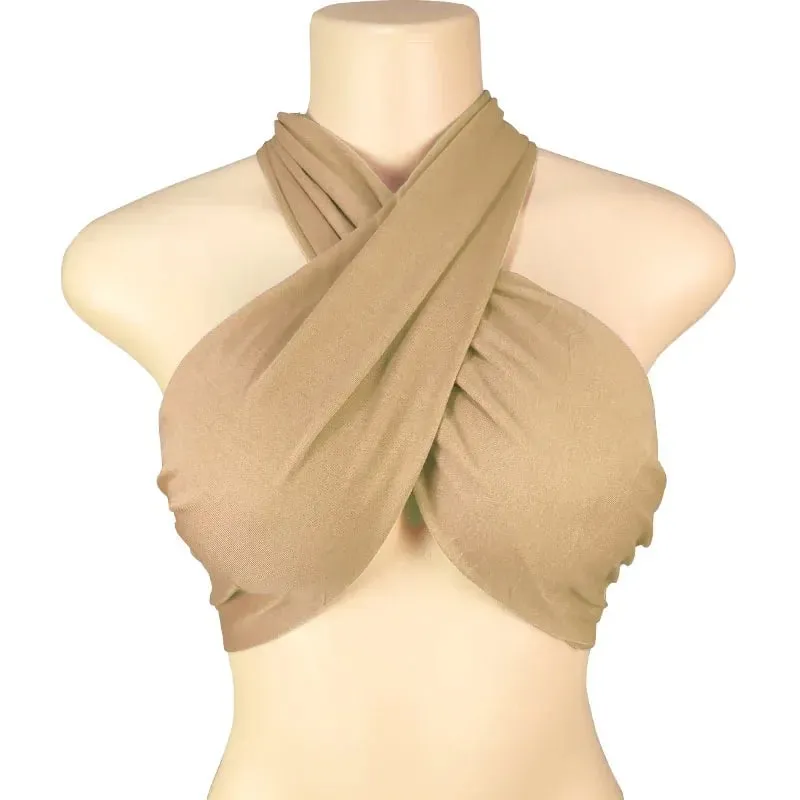 Sexy Tank Top Cross Bandage Backless Sleeveless Halter Crop Tops Women Bare Midriff Camisole Female Tube Top Cropped Vest