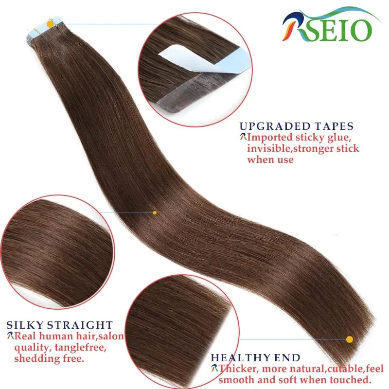 High Quality Straight Tape In Human Hair Extensions 100% Real Natural Hair Extension Black Brown Blonde Invisible For wome — image 3