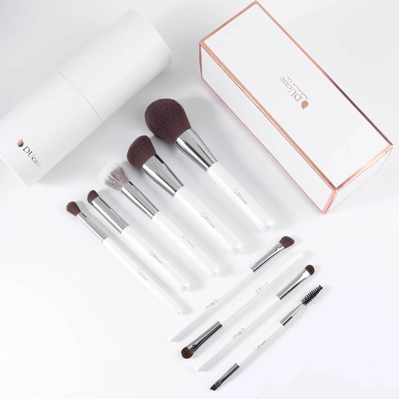 DUcare Makeup Brush Set 9pcs Foundation Blending Powder Blush Concealers Eyeshadows Brushes Must Have Beginner Use With Holder — image 6