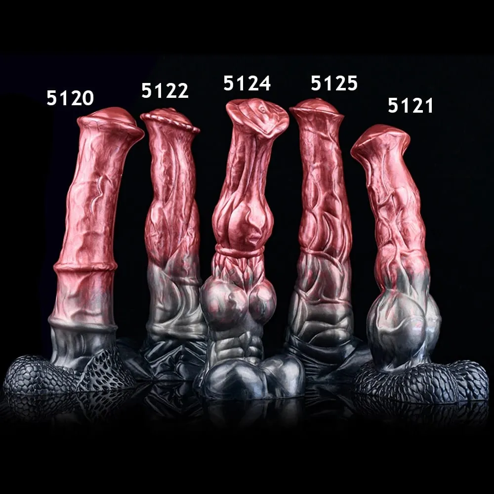 Dildo Kuda Silikon Palam Dubur Zakar Panjang Simpul Besar G-spot Perangsang Faraj dengan Cawan Sedut Mainan Seks Dewasa untuk Wanita Lelaki
