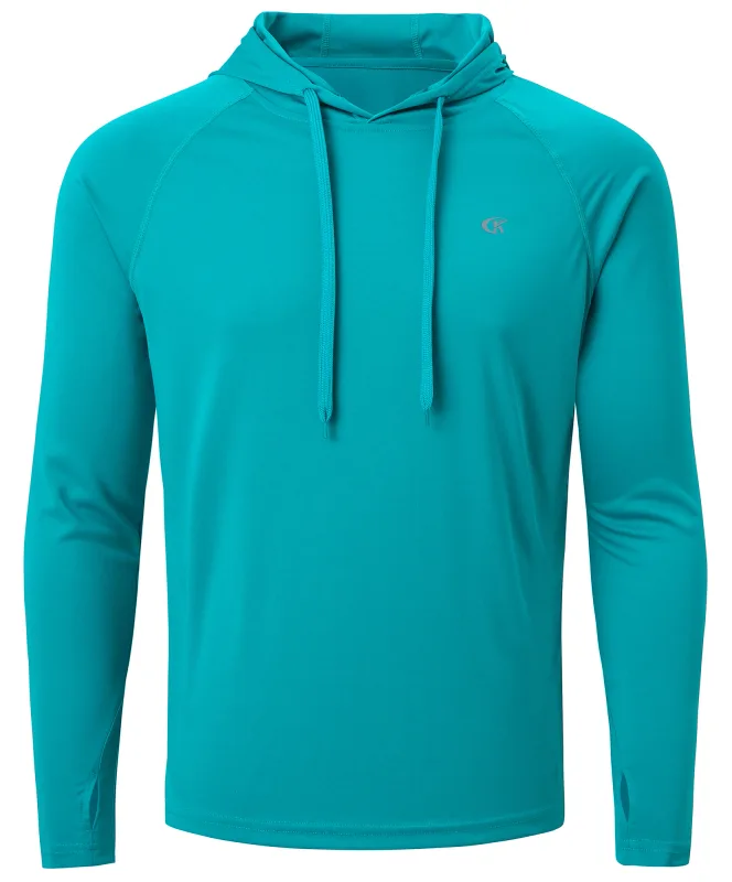 Baju-T Hoodie UPF 50+ Lelaki Musim Panas Lengan Panjang Rash Guard Cepat Kering T-shirt Sukan Luaran Larian Pullover