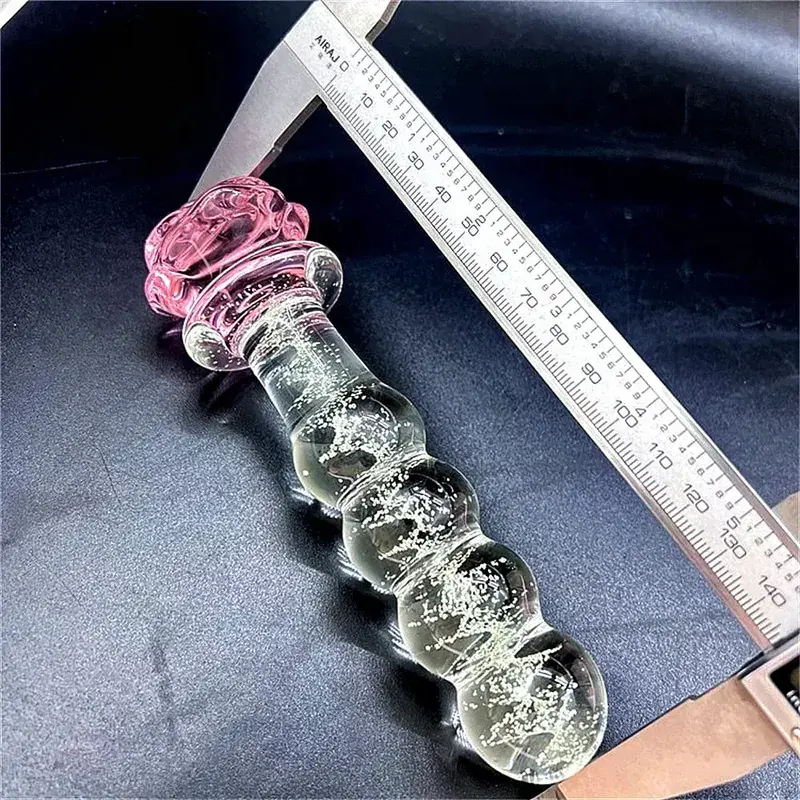 빛나는 유리 딜도 라구 딜도 로즈 아날 플러그 어두운 엉덩이 플러그에 빛나는 항문 구슬 침투 항문 커플 놀이 성인 섹스 토이 Joinjjtoy