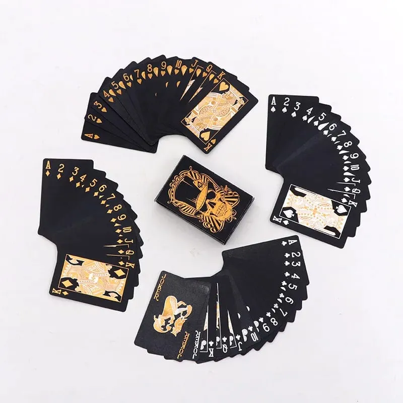 Black Golden Silver Skull Playing Card Game Card Group Waterproof Poker Suit Magic Dmagic Package Board Game Gift Collection