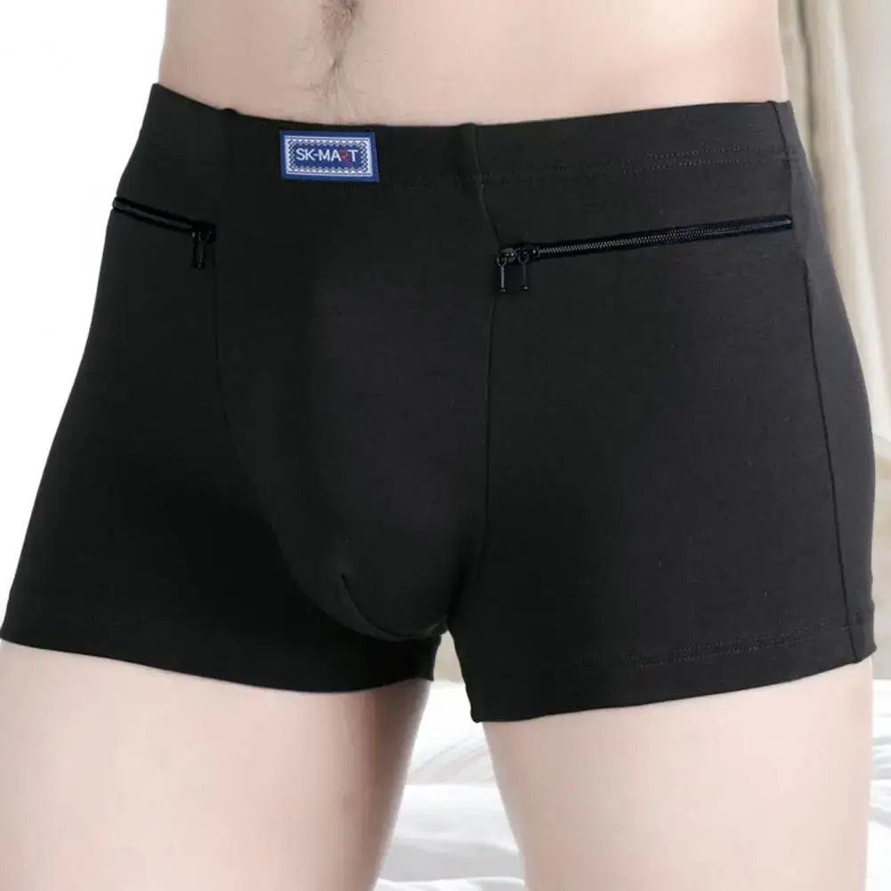 Boxer antivol avec poches pour hommes, culotte élastique sans couture, couleur unie, short en U, sous-vêtement à usage quotidien — image 2