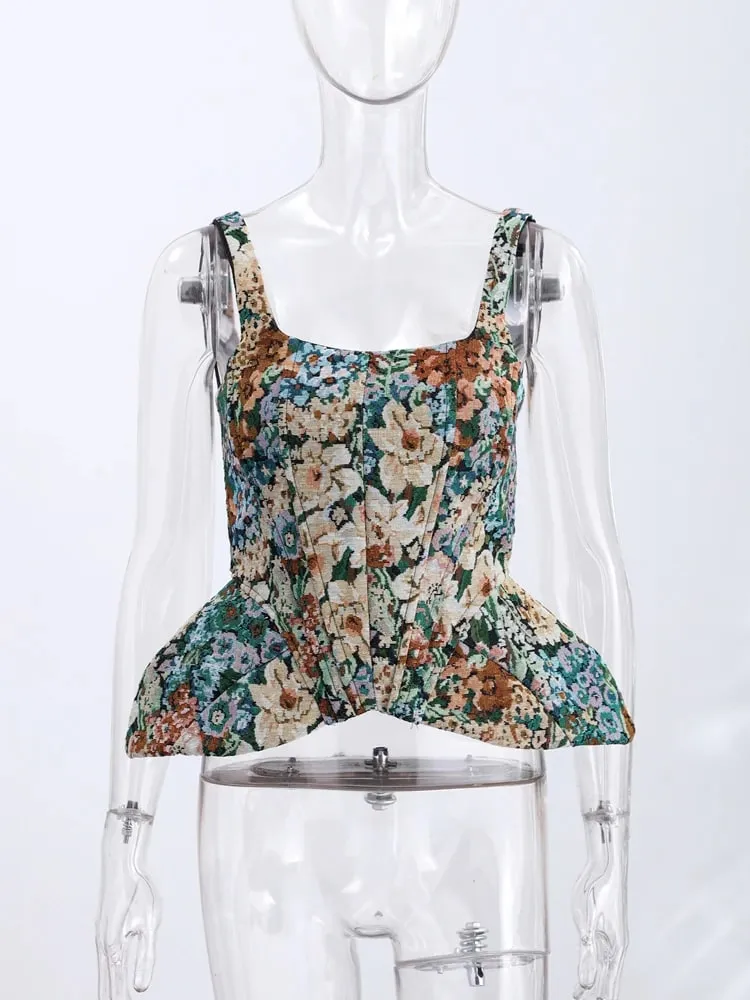 Sexy impressão sling espinha de peixe espartilhos feminino sem costas zíper sem mangas magro topos feminino 2026 verão novo chique festa à noite tanques — image 6