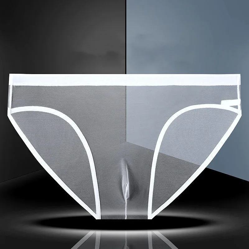 1-2 Pcs Men's Briefs Seamless Transparent Ultra-thin Underpants Breathable Mesh Sexy Male Panties Elastic Underwear Shorts Panty — image 9