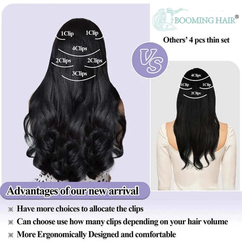 Extensions Long Synthetic Clip In Hair Wavy Clip In Hair Extensions 6Pcs/Set Piece Synthetic Ombre Blonde Brown Thick Hairpieces — image 6