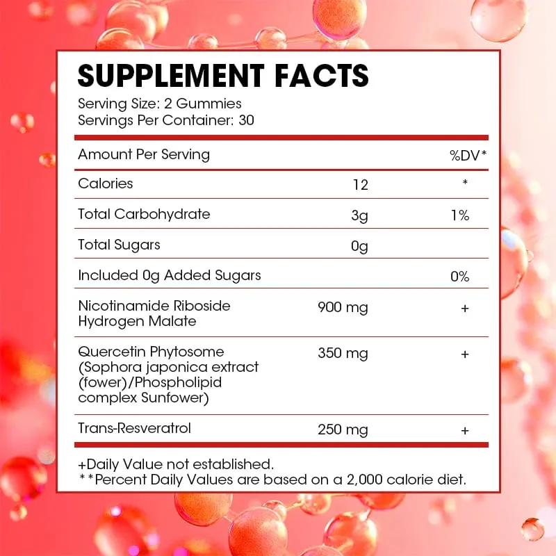 Kexinsh NAD Gummies Supplement Aging Defense Liposomal NAD Nicotinamid Riboside Resveratrol 1500mg Nad Plus Vitamin B3 D3 — image 5