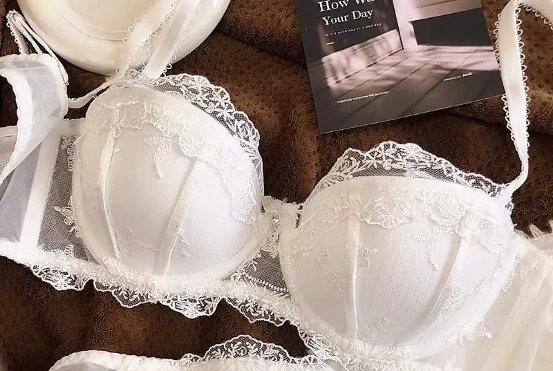 French Embroidery Lace Underwear Breathable Thin Section of Soft Steel Ring Upholstery Gathered Collection of Breasts Bra Set — image 6