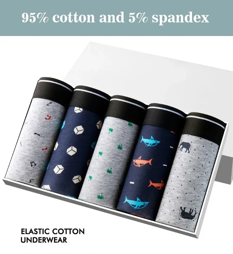 4Pcs/Lot Boxer Shorts Men Underwear Cotton Underpants Comfortable Breathable Male Trunk U Convex Print Panties High Quality — image 2