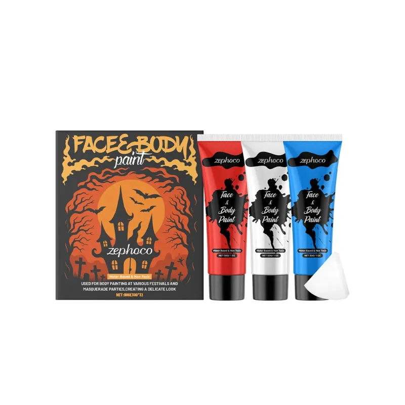Halloween Face and Body Paint Kit High-Pigment Makeup for Costume Party Creative Body Art