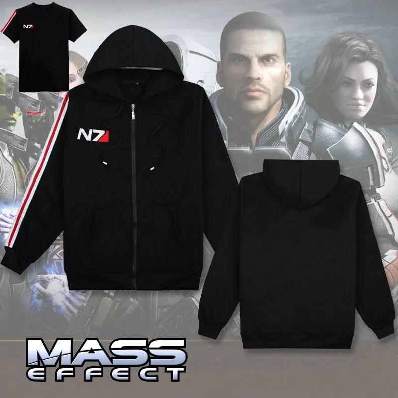 Game Mass Effect N7 Hoodie Unisex Sweatshirt Jacket Embroidered Zipper Hoodies Men Women Coat N7 Tshirt Streetwear — image 3