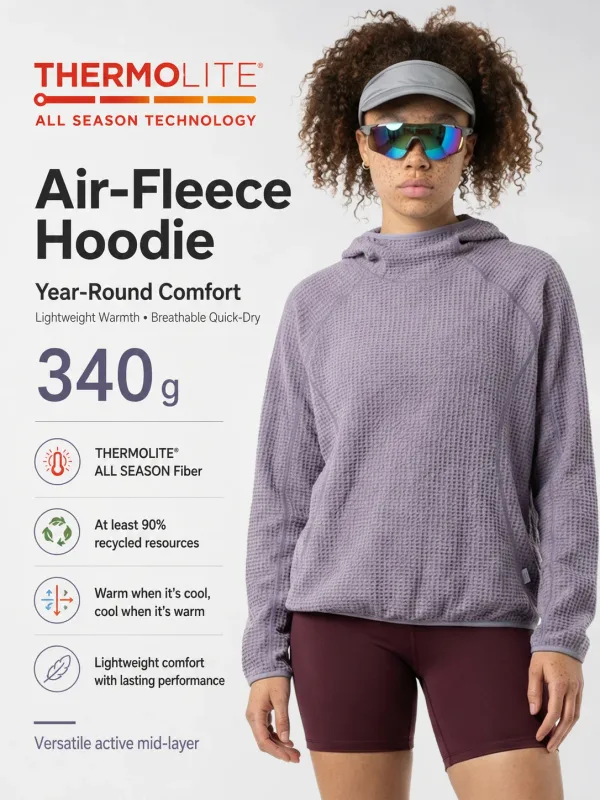 Thermolite® All Season Thermal Hoodie ทุกเพศ น้ำหนักเบา แห้งเร็ว เสื้อสเวตเตอร์สวมหัว ระบายอากาศ ฤดูหนาว Mid Layer Activewear