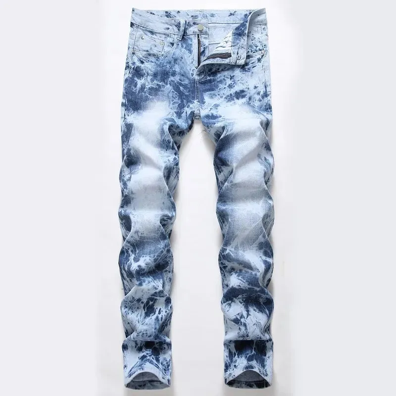 Bleached Jeans Men Washed Jean Pencil Trousers Ankle Length Zipper Fly Skinny 2025 Pockets Vintage Ripped Holes Distressed — image 2
