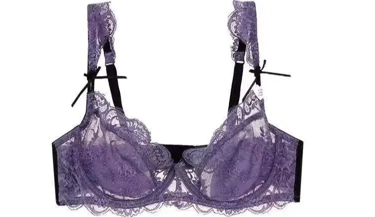 Reggiseno push-up in pizzo francese romantico, ultra sottile, non imbottito, senza ferretto, senza fodera, busto grande, minimizzatore, set di lingerie BANERDANNI S-XL — image 9