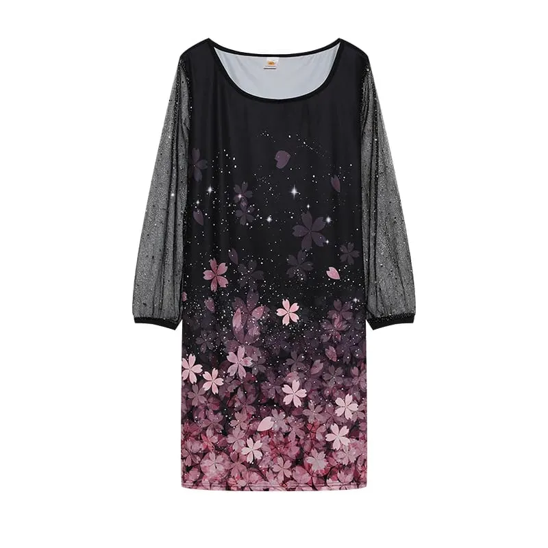2024 New Spring-style Round Neck Sequins Perspective Gauze Lady Dress — image 11