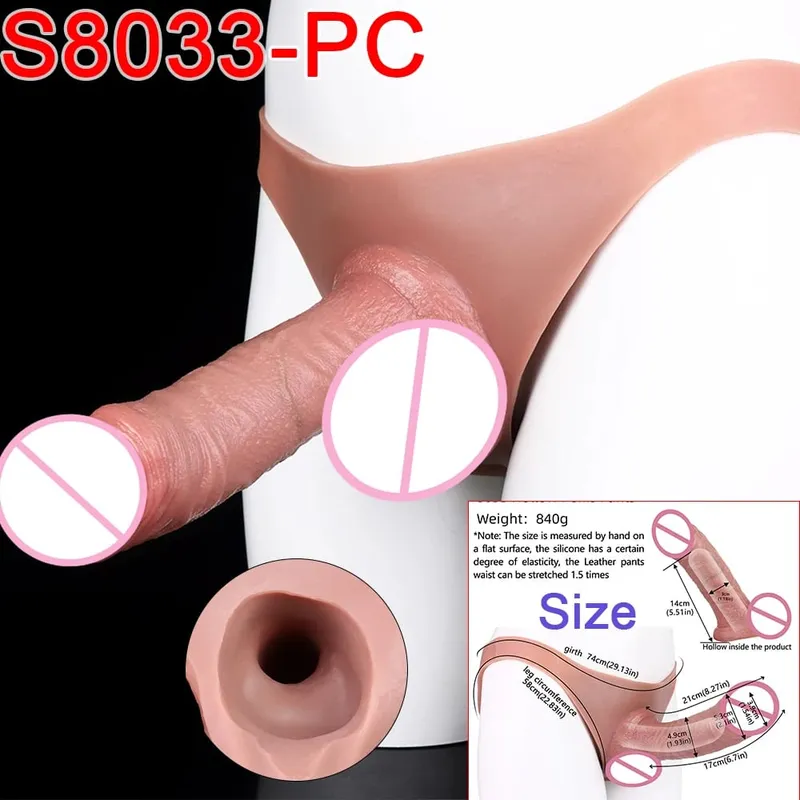 Mandlige Strap-On Long Hollow Dildo Ultra Realistic Penis Extend Sleeve Bukser насадка на член Mandlige Cock Cover Sexlegetøj — image 25