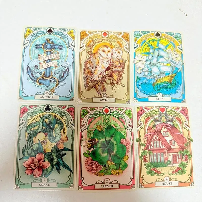 Romantic Lenormand Oracle Cards 37 Deck Art Nouveau English Vision Board Games for Party Family Women Deck — image 4