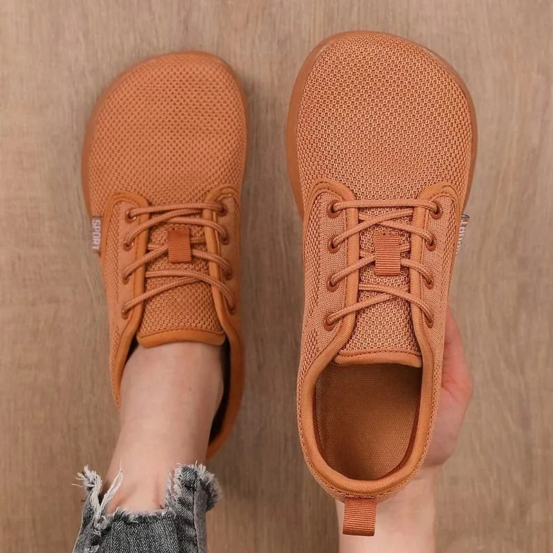 Summer Breathable Women's Flat Shoes Lightweight Mesh Comfortable Walking Shoes Men's Wide Foot Soft Sole Casual Wear Bare Foot