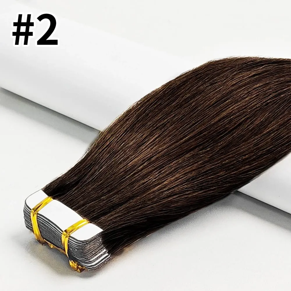 Straight Tape In Extensions 50G/20Pcs Skin Adhesive Invisible Glue #1B Tape Ins Brazilian Remy 100% Human Hair On Salon Quality — image 11
