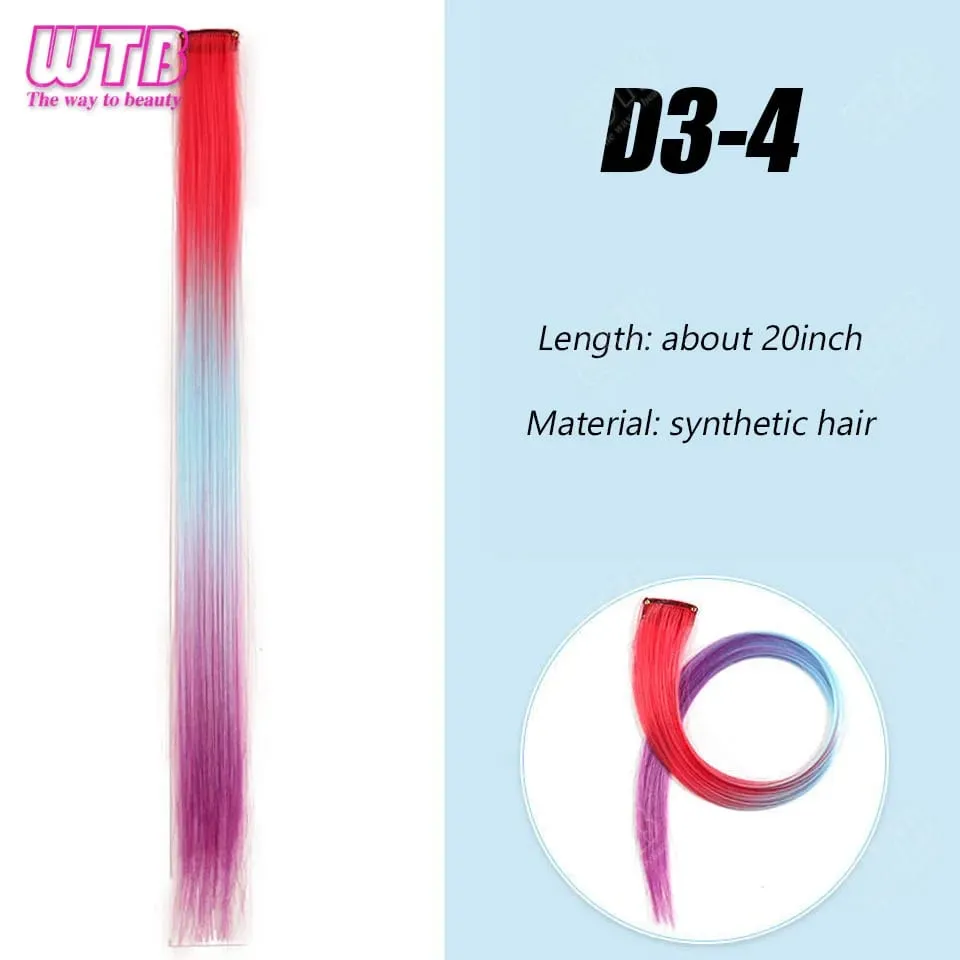 Synthetic Colored Clip in Hair Extensions Straight Hairpiece Multi-Colors Party Highlights Clip in Synthetic for Women Girls — image 15