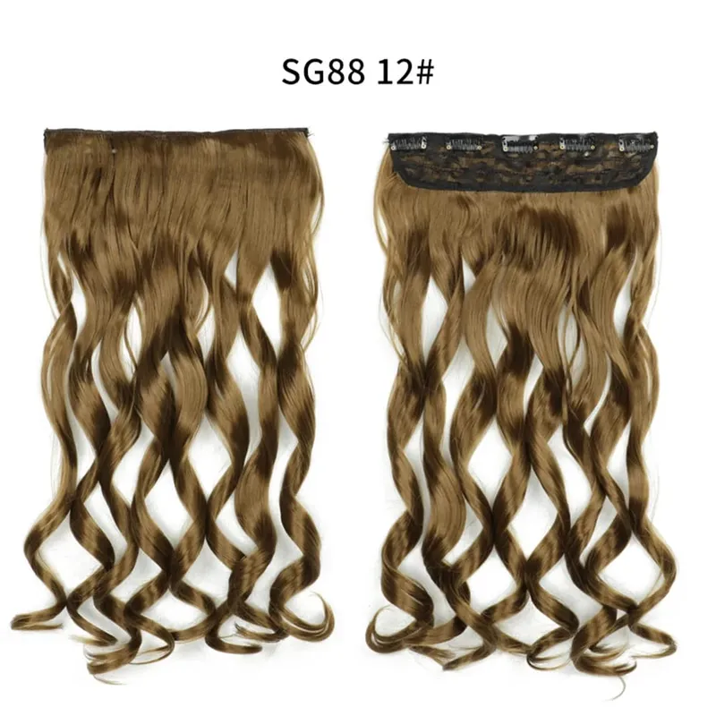 Long Straight Curly One Piece 5clips Clip-in Extensions 22Inch Heat Resistant Hairstyles Colour Mix Blonde Hair Piece For Women — image 38