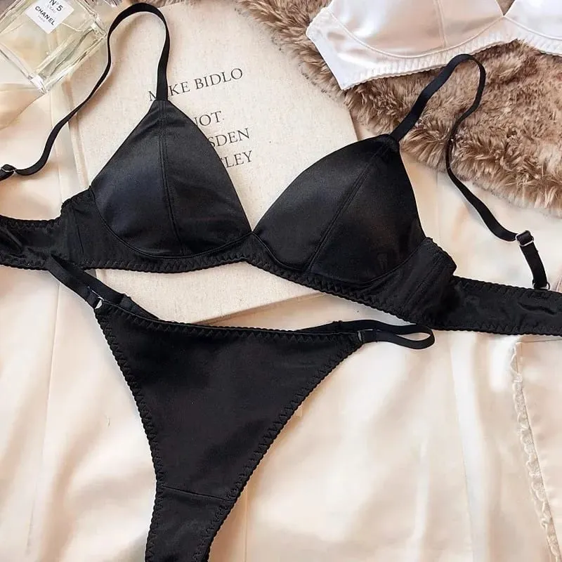 Frauen Sexy Dessous Heiße Unterwäsche Dreieckige Tasse Bh Set Kleine Brust Top Unterstützung Bh Komfortable Push-Up Bh Atmungsaktiv Nahtlose — image 9