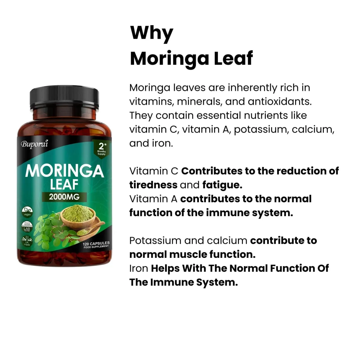Moringa Leaf Capsules - Supports Digestive and Intestinal Health Antioxidants Nourishes Skin Improves Energy Levels — image 7