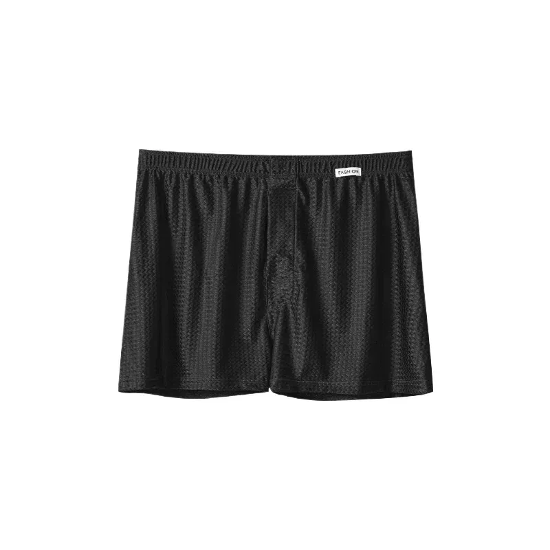 Confezione da 2 boxer da uomo in seta di ghiaccio a vita media, vestibilità ampia, estiva, alla moda, lucida, biancheria da notte, mutandine maschili
