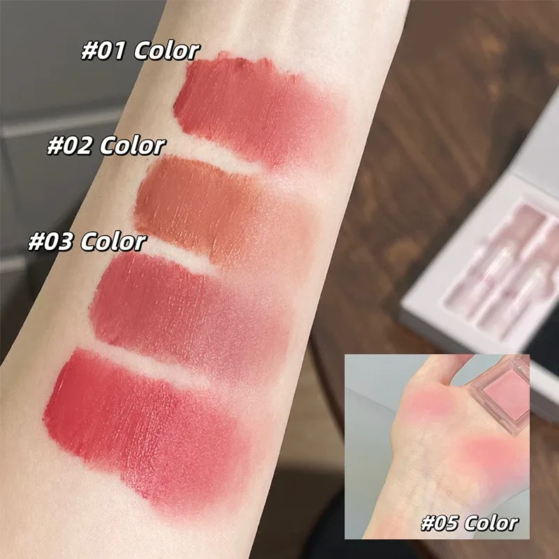 ART VALUE Makeup Sets Include 4Pcs Velvet Matte Lip Mud 1 Pc Blush Palette And 1 Necklace Gift Cosmetics Kits Lasting Lipgloss