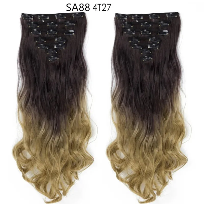 7pcs/Set Long Straight Hair Extension 16 Clips High Tempreture 22inch Synthetic Hairpiece Clip in Red Hair Extensions for Women — image 14